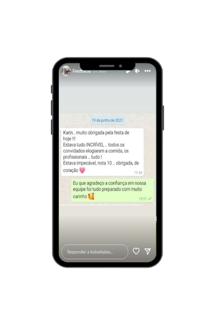 Depoimento de cliente no celular